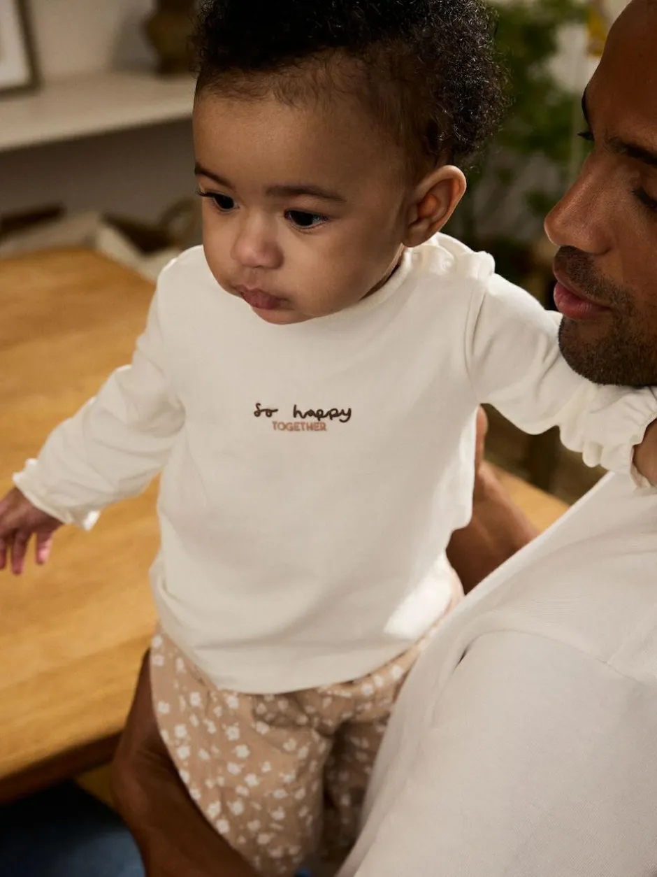 Next White/Brown Baby Long Sleeve Top and Trousers Set 2 Piece (0mths-2yrs) Online