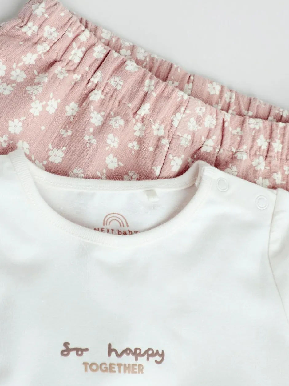 Next White/Brown Baby Long Sleeve Top and Trousers Set 2 Piece (0mths-2yrs) Online