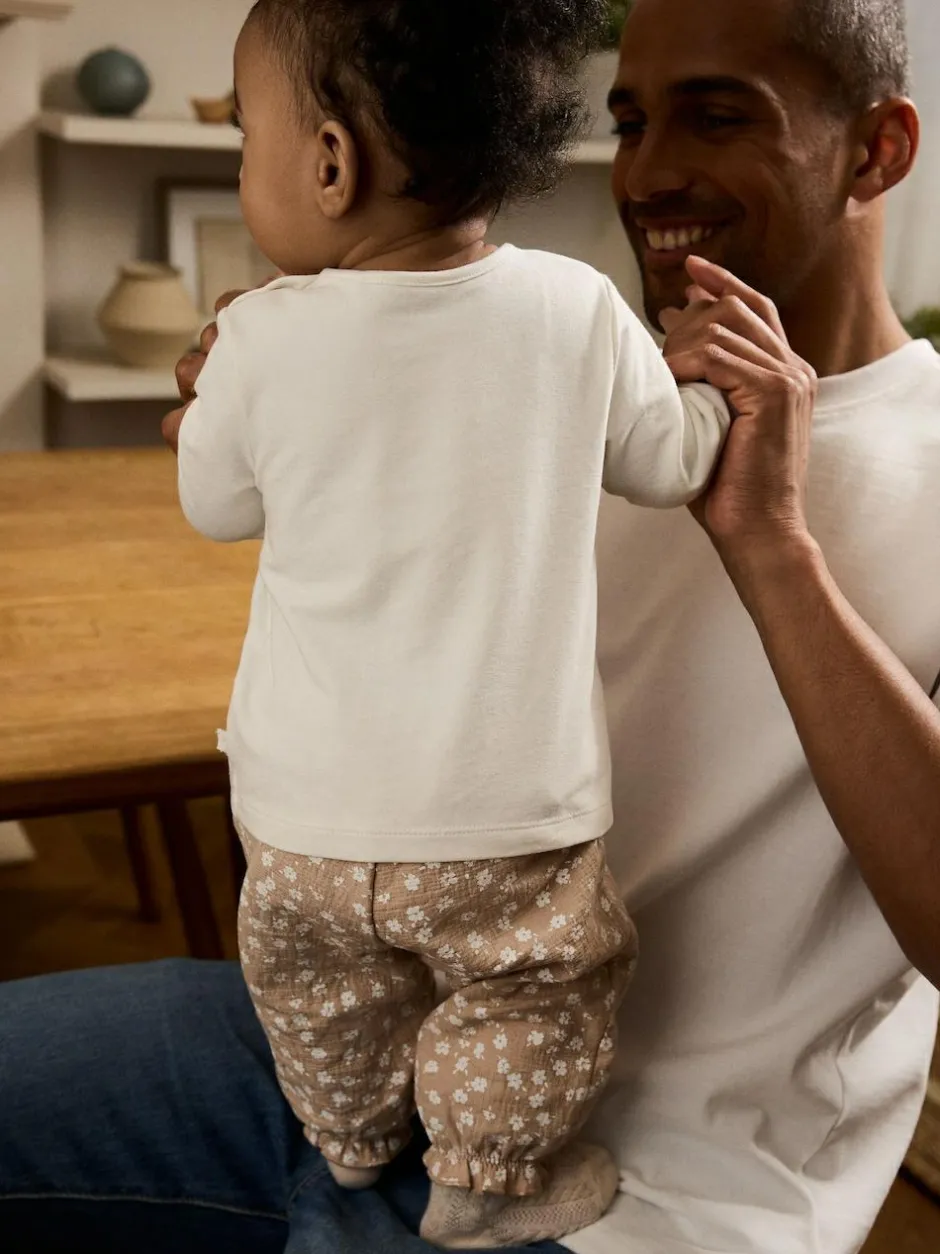 Next White/Brown Baby Long Sleeve Top and Trousers Set 2 Piece (0mths-2yrs) Online