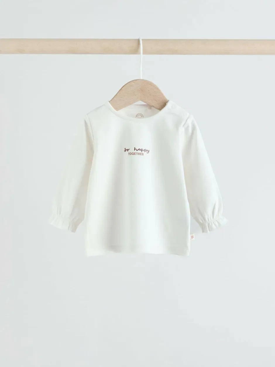 Next White/Brown Baby Long Sleeve Top and Trousers Set 2 Piece (0mths-2yrs) Online