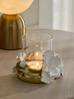 Next White/Gold Floral Tea Light Holder Outlet