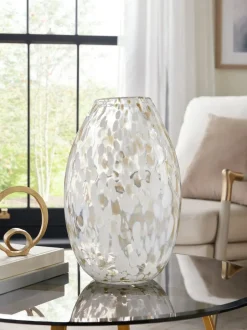Next White/Gold Large Confetti Glass Flower Vase Clearance