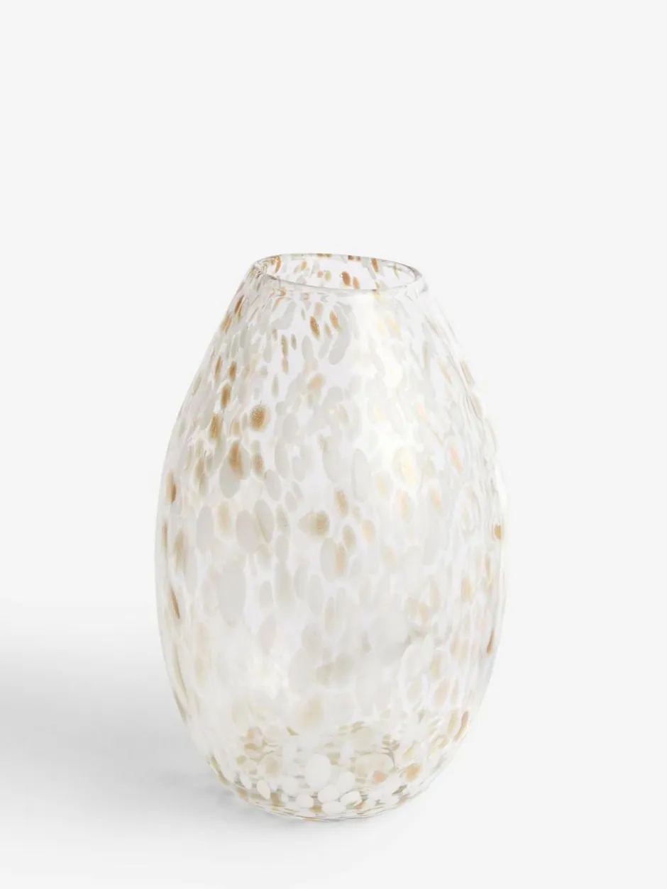 Next White/Gold Large Confetti Glass Flower Vase Clearance