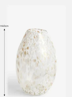 Next White/Gold Large Confetti Glass Flower Vase Clearance