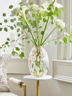 Next Medium Confetti Glass Flower Vase White/Gold