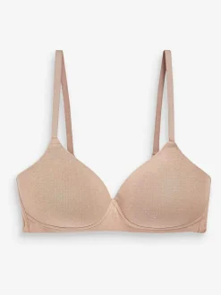 Next Pad Non Wire Cotton Blend Ultimate Comfort Bras 3 Pack White/Navy Blue/Pink