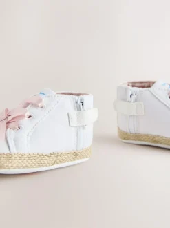 Next Baby High Top Trainers (0-24mths) White/Pink Character New
