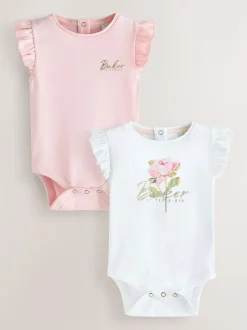 Baker by Ted Baker White/Pink Frill Bodysuits 2 Pack Discount