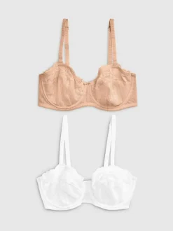 Next DD+ Non Pad Strapless Bras 2 Pack White/Praline Nude Outlet