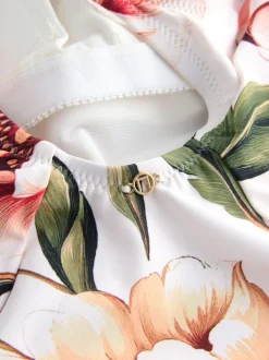 Next Wrap Tummy Control Swimsuit White/Red Floral
