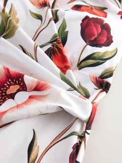 Next Wrap Tummy Control Swimsuit White/Red Floral