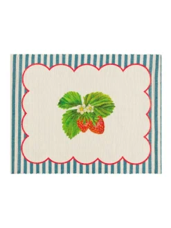 Wylder Blue Strawberry Stripes 46x36cm Table Placemats Set Of 4 Discount