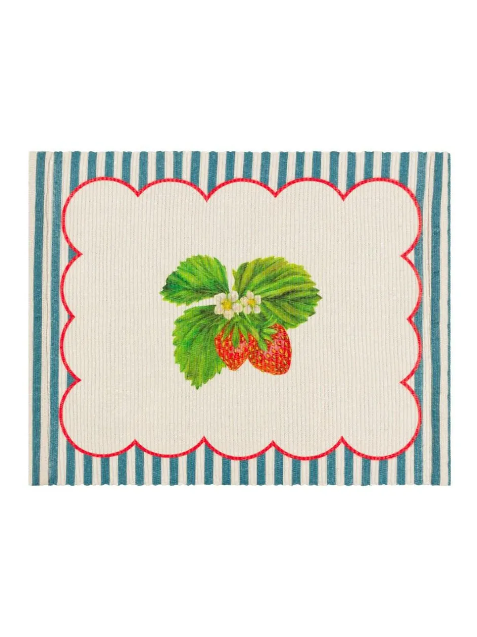 Wylder Blue Strawberry Stripes 46x36cm Table Placemats Set Of 4 Discount