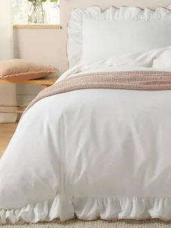 Wylder Blousey Cotton Ruffle Duvet Set Pink Discount