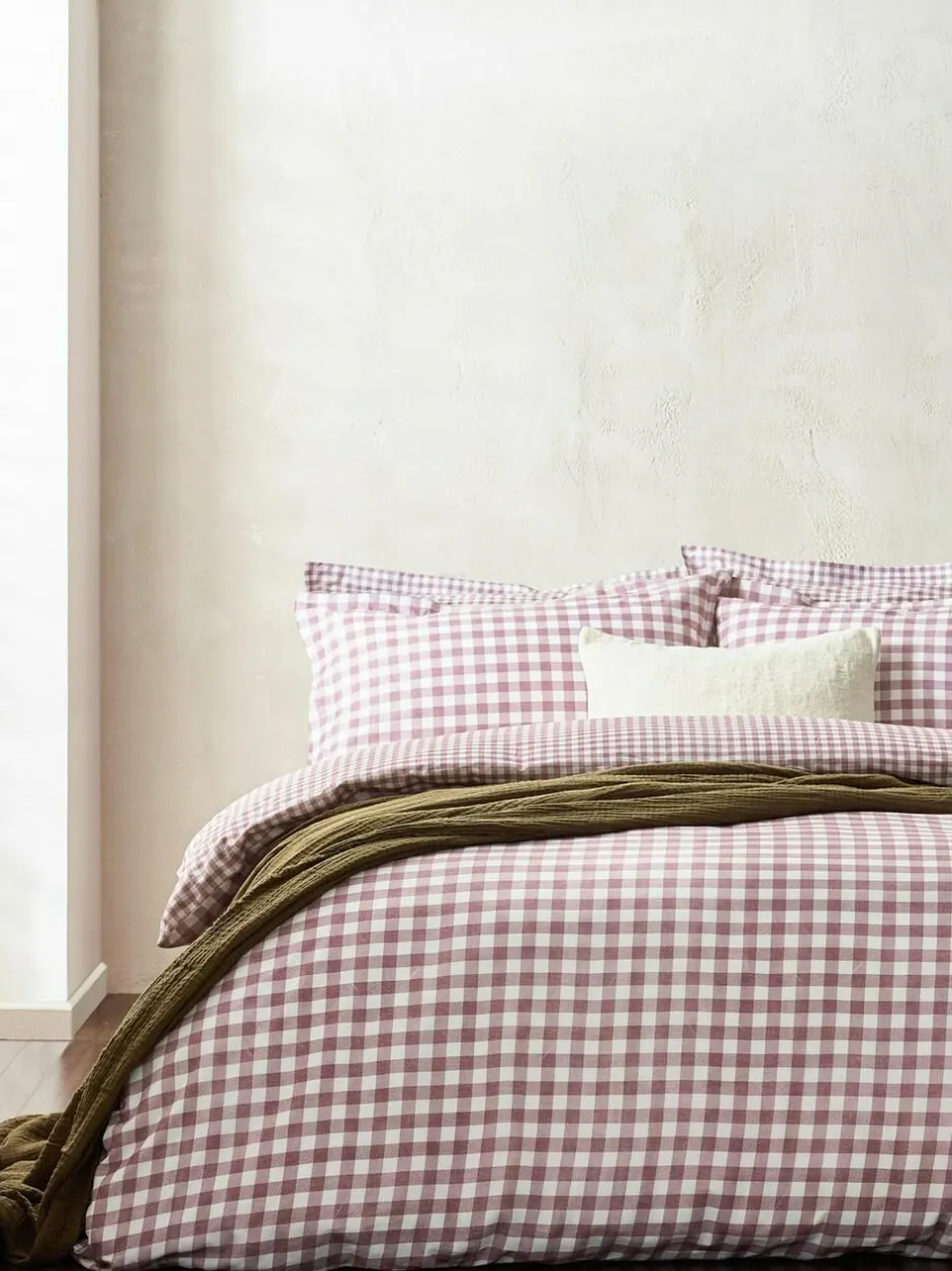 Yard Barton Check Cotton Duvet Cover and Pillowcase Set Berry Discount
