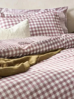 Yard Barton Check Cotton Duvet Cover and Pillowcase Set Berry Discount