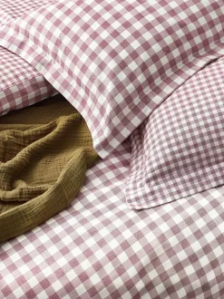 Yard Barton Check Cotton Duvet Cover and Pillowcase Set Berry Discount