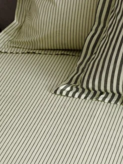 Yard Black Hebden Narrow Stripe Cotton Fitted Sheet Discount