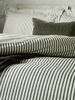 Yard Black Hebden Striped 100% Cotton Duvet Cover and Pillowcase Set Hot