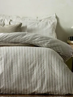 Yard Mole Brown Hebden Striped 100% Cotton Duvet Cover and Pillowcase Set Online