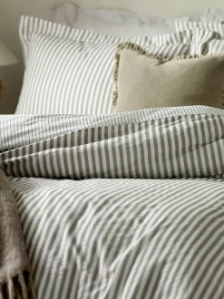 Yard Mole Brown Hebden Striped 100% Cotton Duvet Cover and Pillowcase Set Online