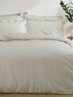 Yard Natural Hebden Striped 100% Cotton Duvet Cover and Pillowcase Set