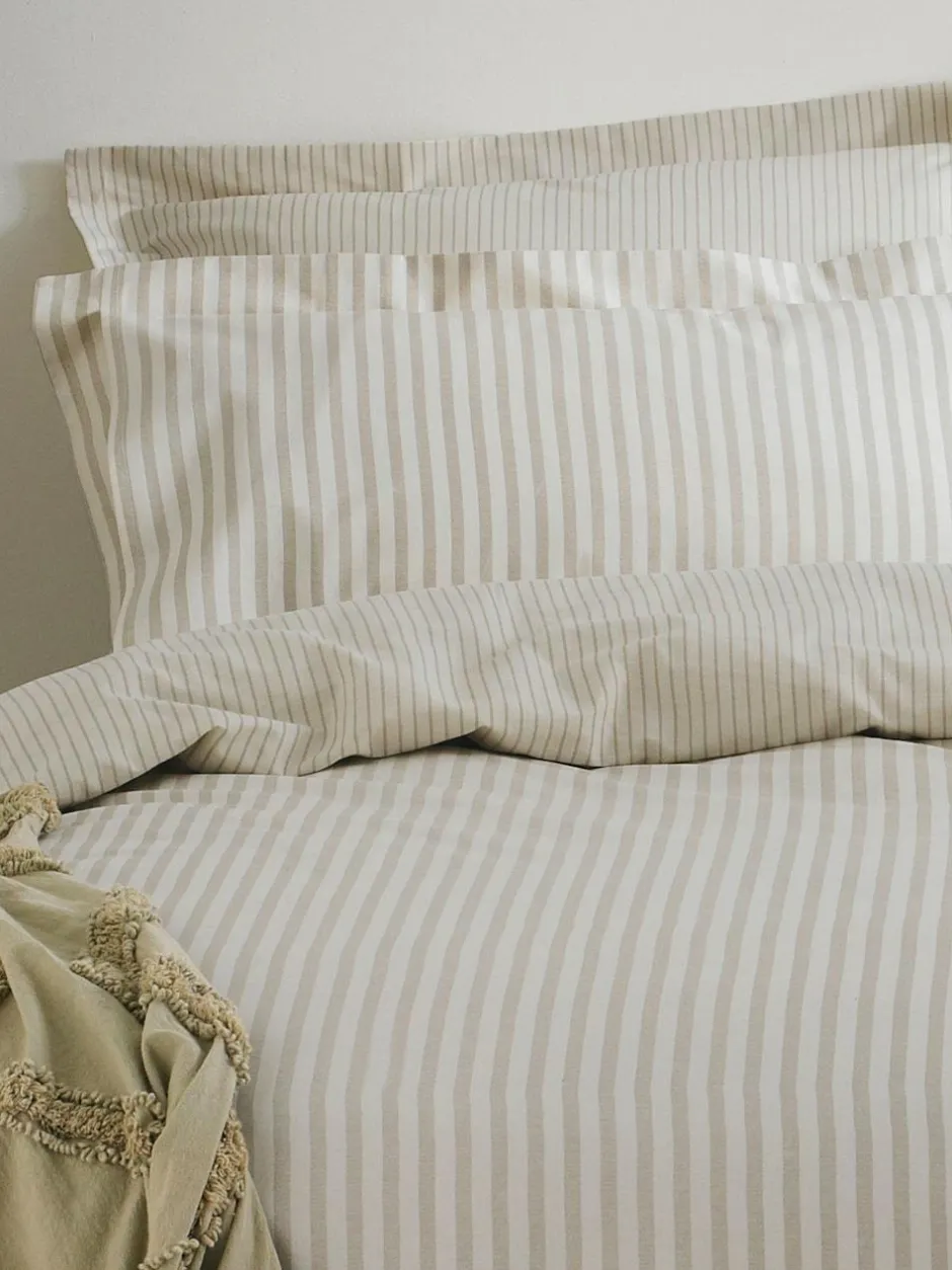 Yard Natural Hebden Striped 100% Cotton Duvet Cover and Pillowcase Set