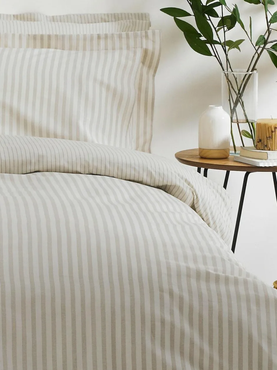 Yard Natural Hebden Striped 100% Cotton Duvet Cover and Pillowcase Set