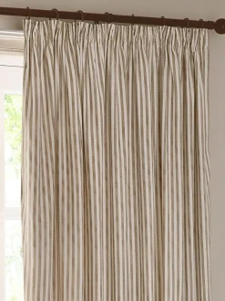 Yard Hebden Striped Cotton Blackout Pencil Pleat Curtains Natural Clearance
