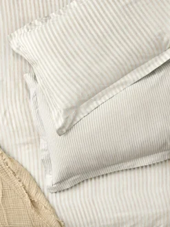 Yard Natural Set of 2 Hebden Melange Stripe 100 Cotton Pillowcases Sale