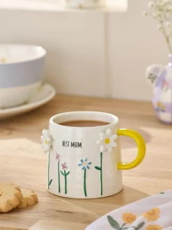 Next Yellow Floral Print Best Mum Mug Best
