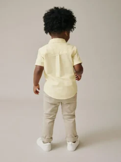 Next Short Sleeve Long Sleeve Oxford Shirt (3mths-7yrs) Yellow Gingham Character Best