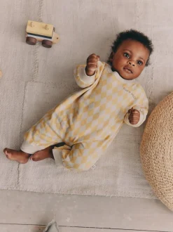 Next Yellow Harlequin Baby Sweat Romper (0mths-3yrs) Online