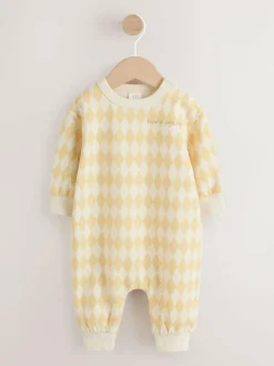 Next Yellow Harlequin Baby Sweat Romper (0mths-3yrs) Online