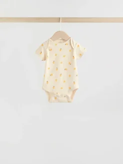 Next Yellow Lemons 5 Pack Short Sleeve Baby Bodysuits New