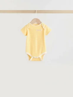 Next Yellow Lemons 5 Pack Short Sleeve Baby Bodysuits New