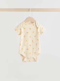 Next Yellow Lemons 5 Pack Short Sleeve Baby Bodysuits New