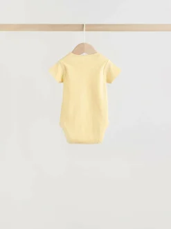 Next Yellow Lemons 5 Pack Short Sleeve Baby Bodysuits New