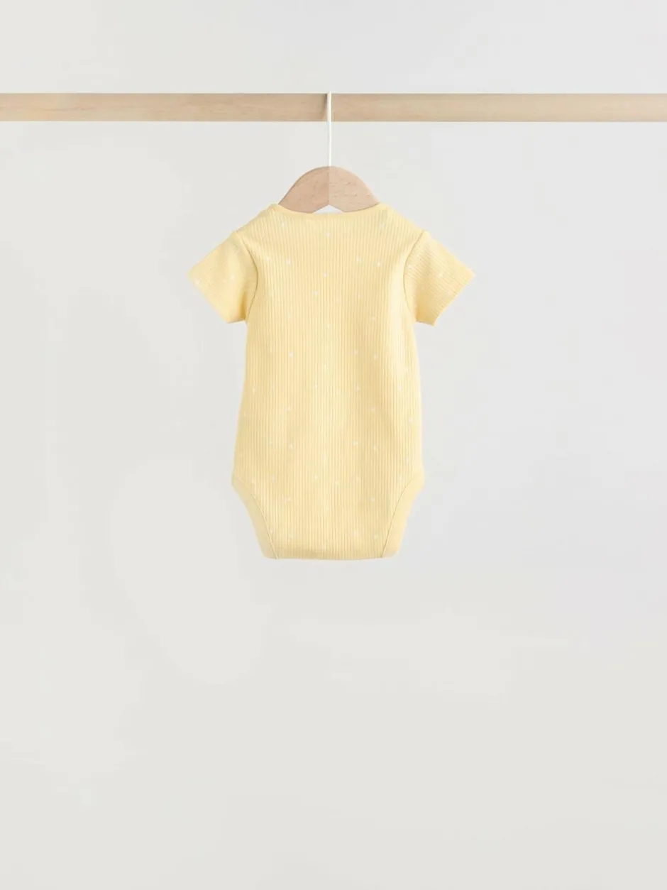 Next Yellow Lemons 5 Pack Short Sleeve Baby Bodysuits New