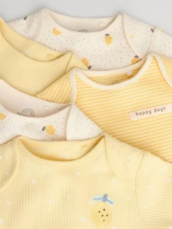 Next Yellow Lemons 5 Pack Short Sleeve Baby Bodysuits New