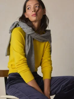 Next N.Premium 100% Cashmere Crew Neck Jumper Yellow