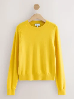 Next N.Premium 100% Cashmere Crew Neck Jumper Yellow