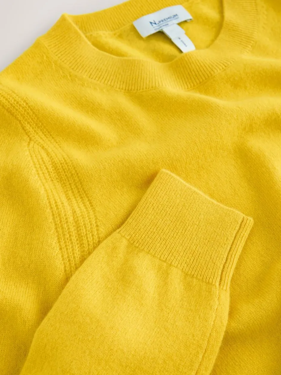 Next N.Premium 100% Cashmere Crew Neck Jumper Yellow