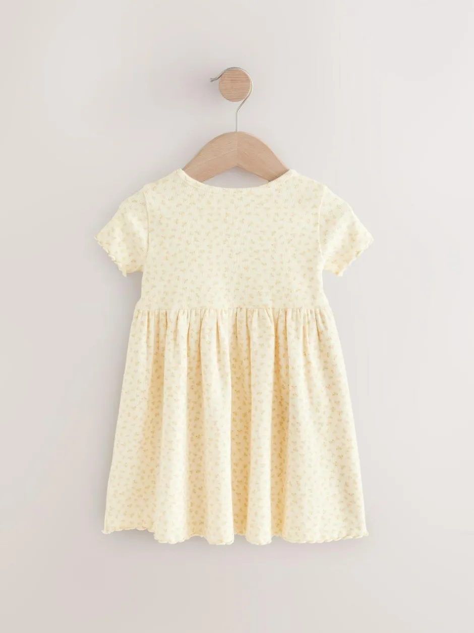 Next Yellow Ribbed Jersey Dress (3mths-7yrs) Hot