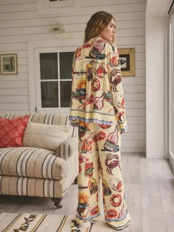 Next Yellow Viscose/Linen Blend Button Through Pyjamas Hot