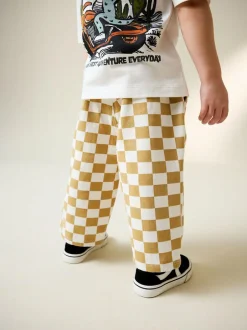 Next Yellow/White Checkerboard Printed Pull On Wide Trousers (3mths-7yrs) New