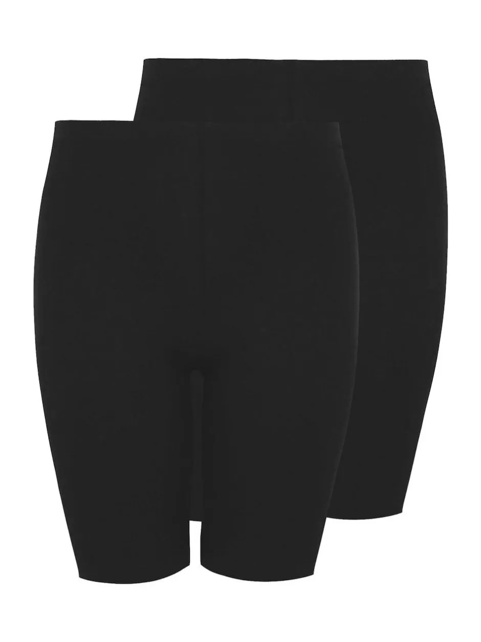 Yours Curve Black Cycling Shorts 2 Pack Discount