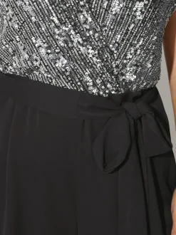 Yours Curve London 2-in-1 Sequin Jumpsuit Black Hot