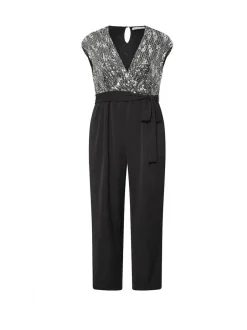 Yours Curve London 2-in-1 Sequin Jumpsuit Black Hot
