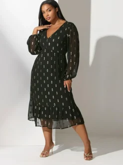 Yours Curve Black London Sequin Boho Smock Dress Online